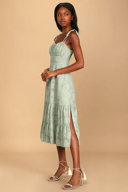 Lulus Sage Green Tie Dress