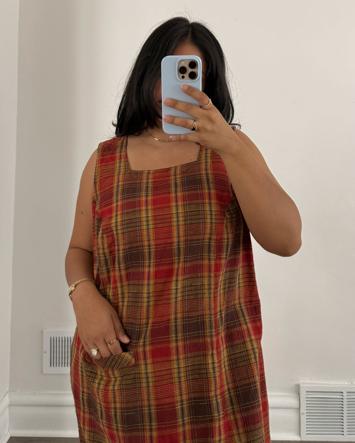 90’s Orange Plaid Dress