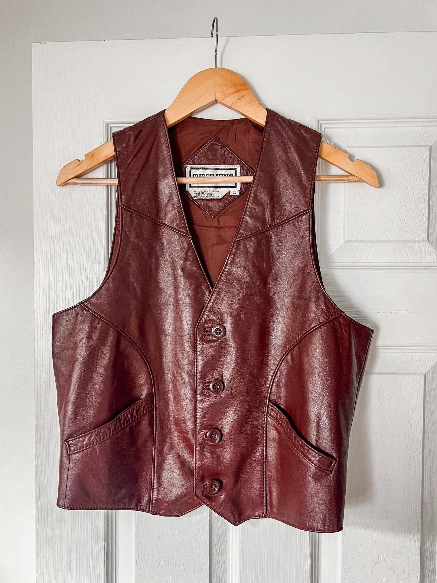 Vintage Burgendy Leather Vest