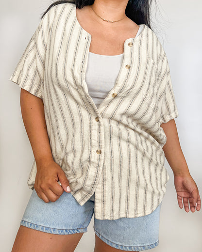 Silk Stripped Button Up