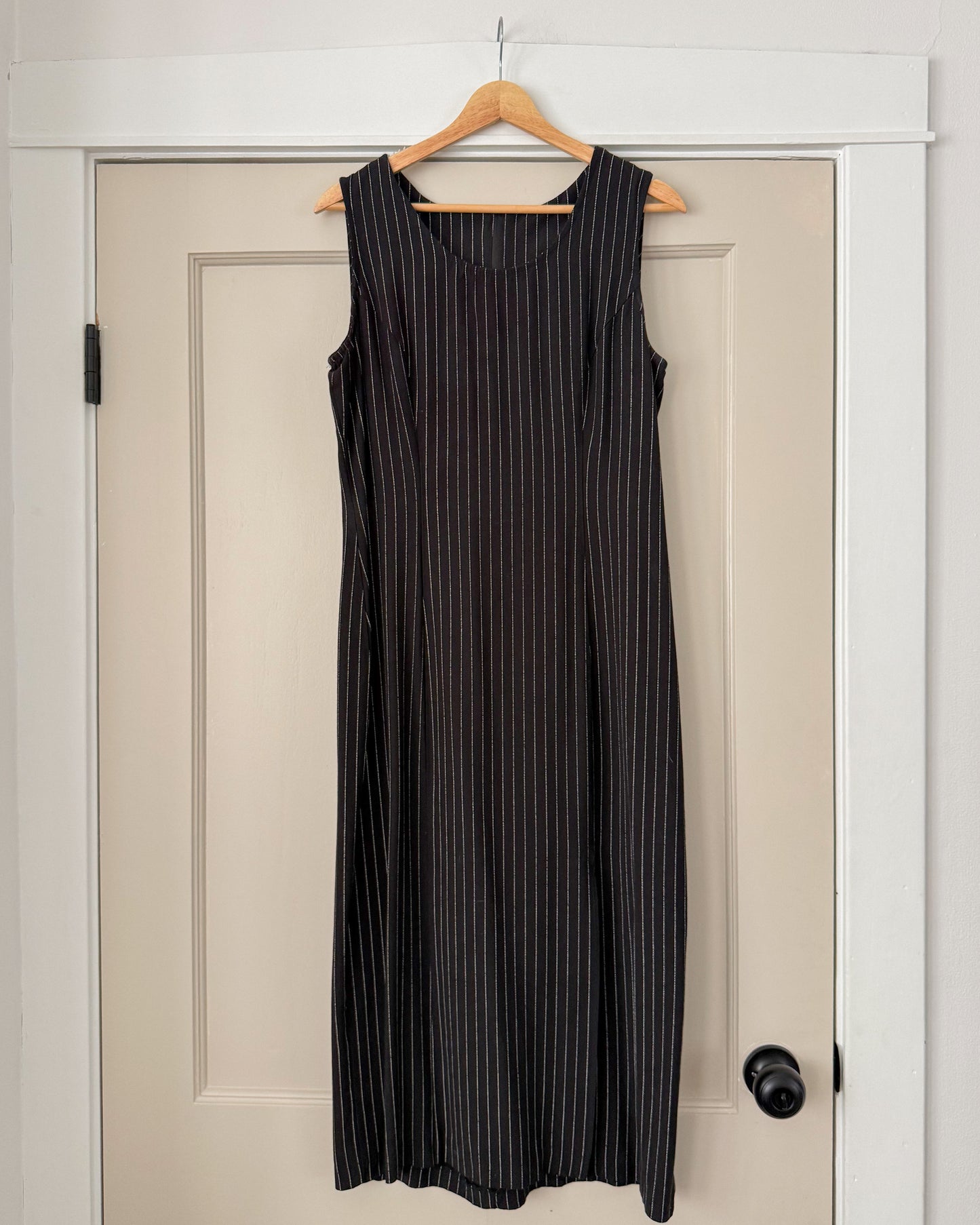 Vintage Black Striped Maxi Dress