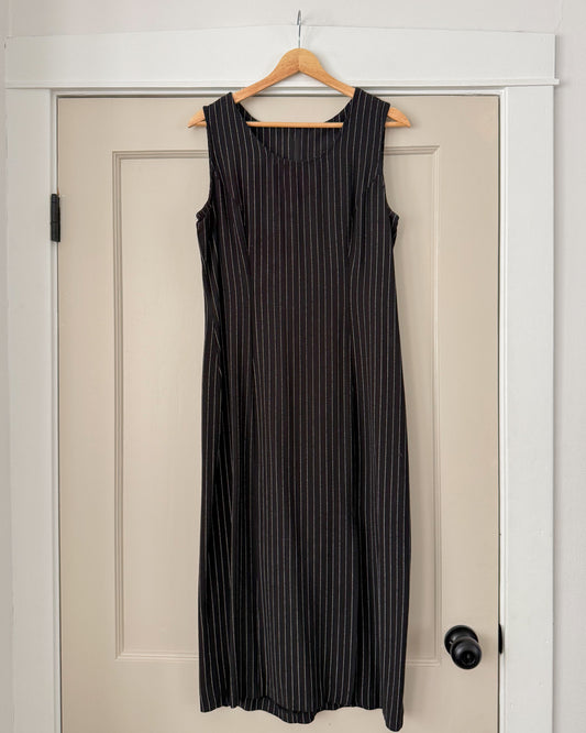 Vintage Black Striped Maxi Dress
