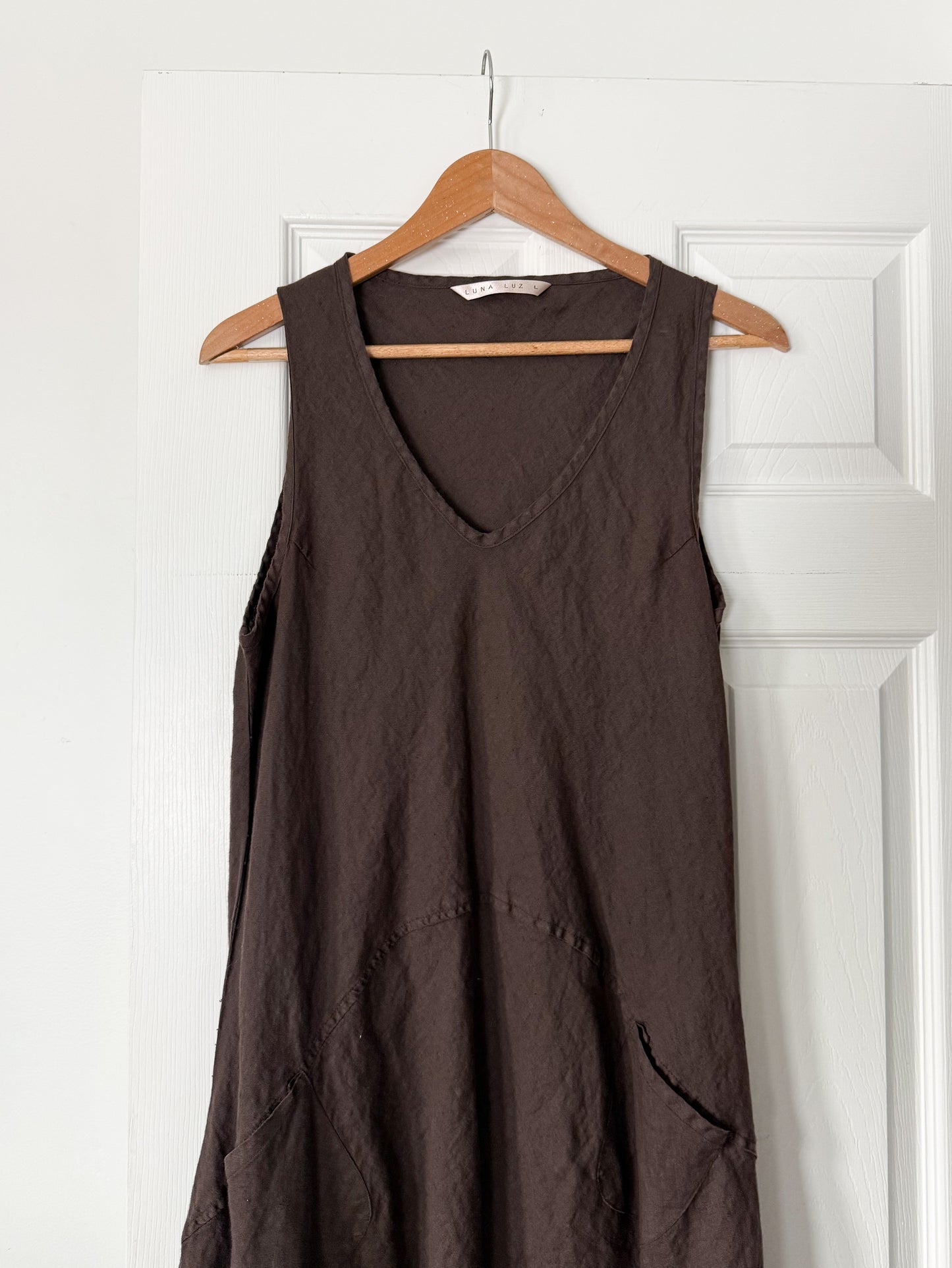 Brown Linen Tank Dress