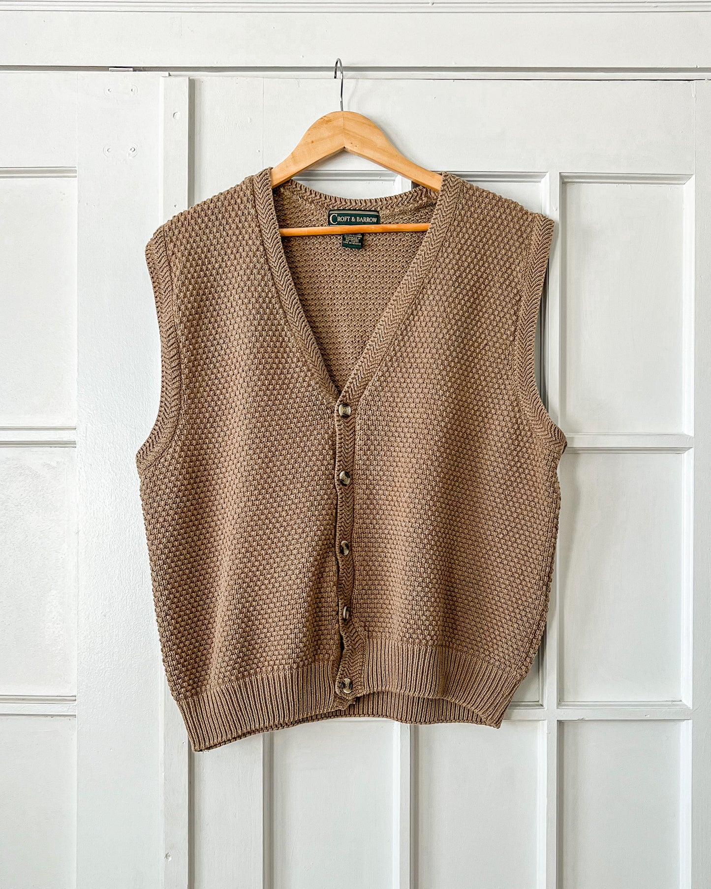 Brown Textured Knitted Vest