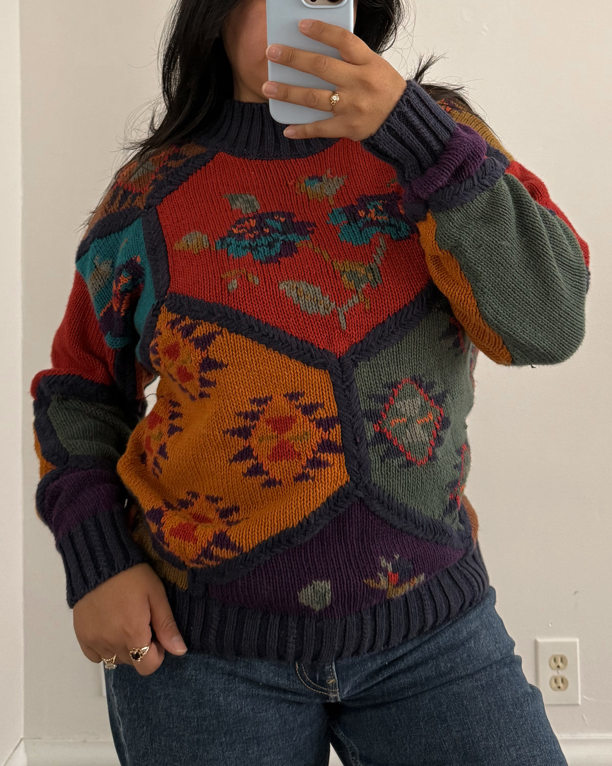 90’s Colorful Mockneck Sweater
