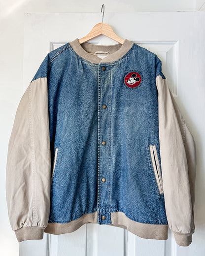 Mickey Denim Varsity Bomber Jacket