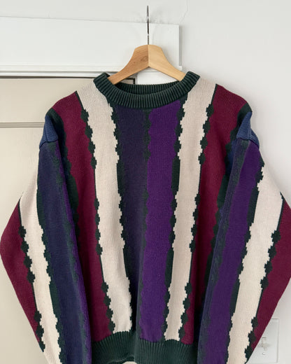 Retro Colorblock Knitted Sweater