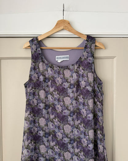 Vintage Purple Floral Maxi Dress