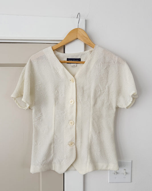 Vintage Ivory Floral Button Up