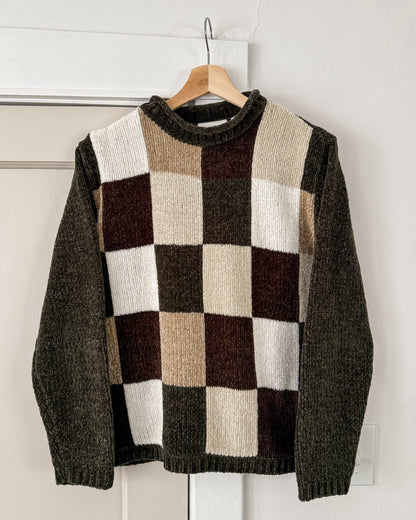 Checkered Mock Neck Sweater