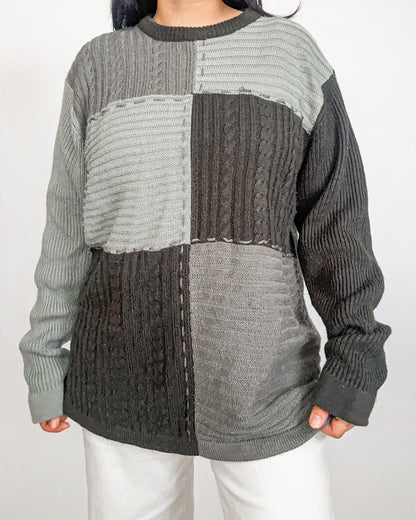 Gray Colorblock Knitted Sweater