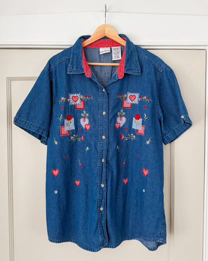 Vintage Embroidered Denim Button Down