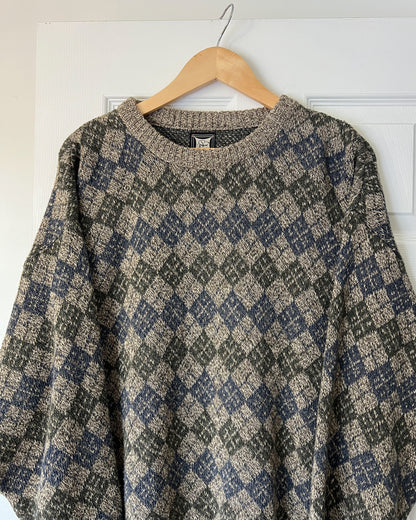 Diamond Patterned Knitted Sweater