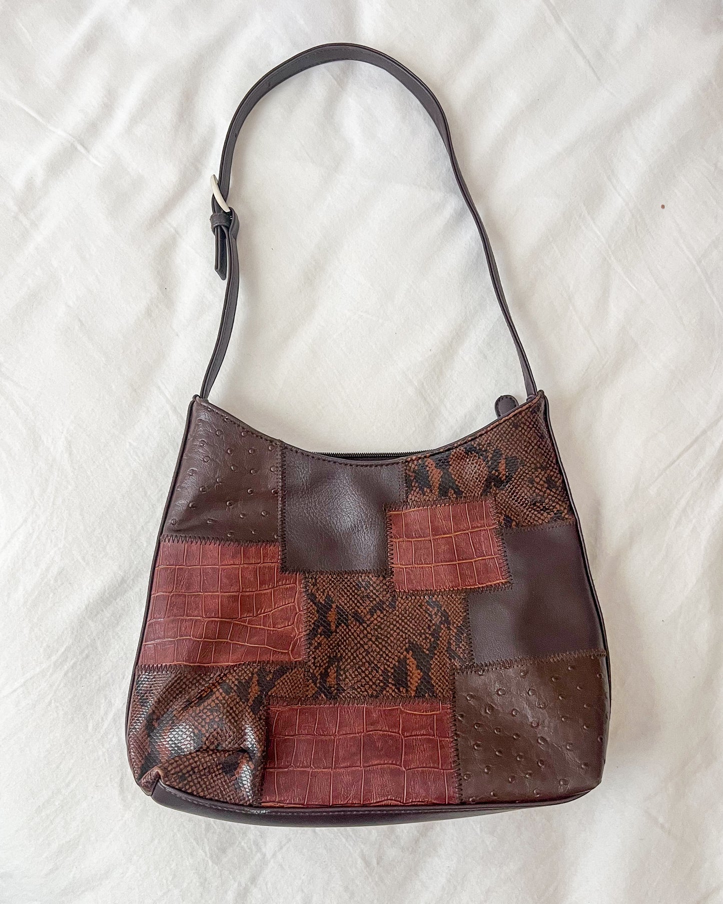 Patchwork Brown Leather Shoulder Bag