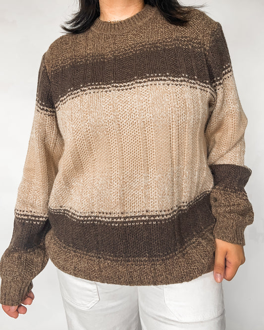 Brown Striped Knitted Sweater