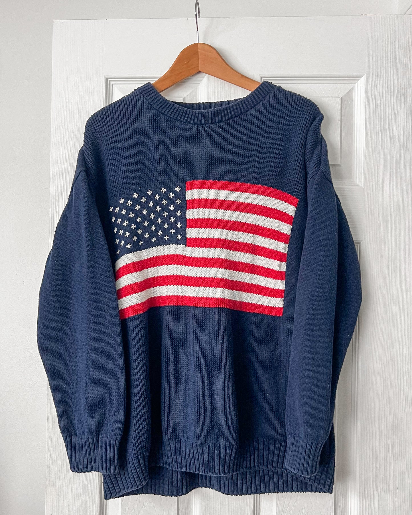 Navy American Flag Graphic Knitted Sweater