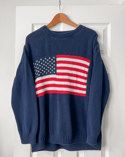 Navy American Flag Graphic Knitted Sweater
