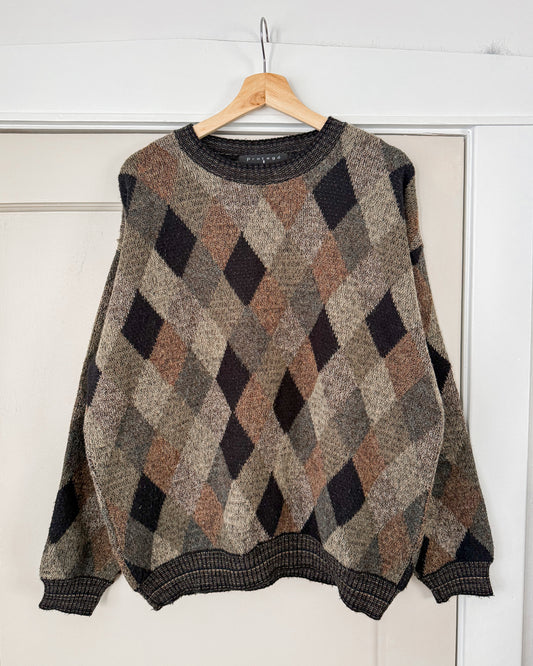 Diamond Patterned Knitted Sweater
