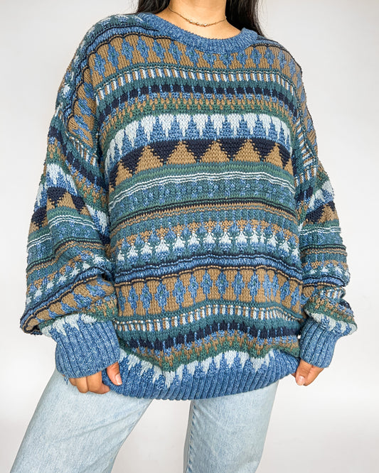 Vintage Patterned Knitted Sweater