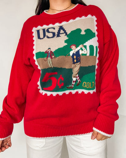 Golf Stamp Knitted Sweater