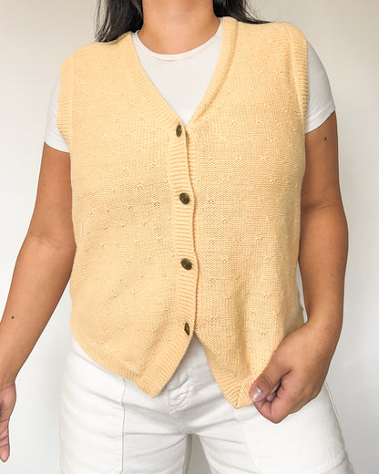 Yellow Knitted Textured Vest