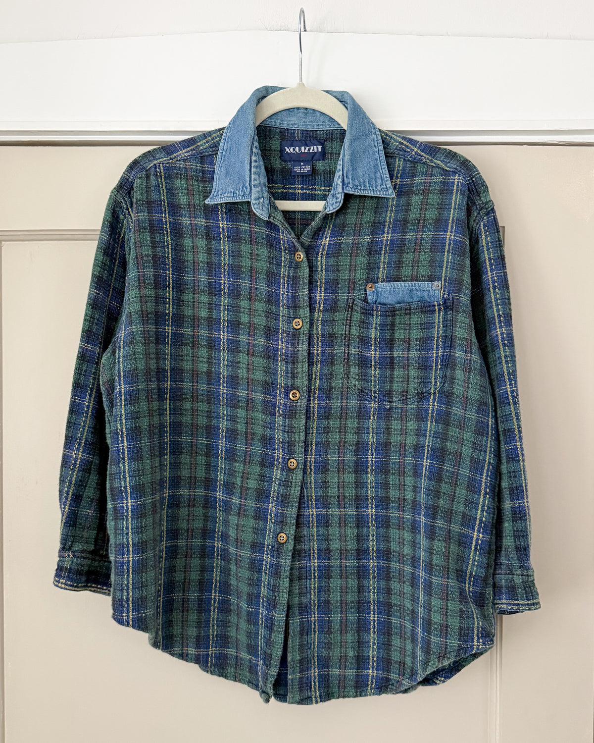 Plaid Flannel With Denim Collar