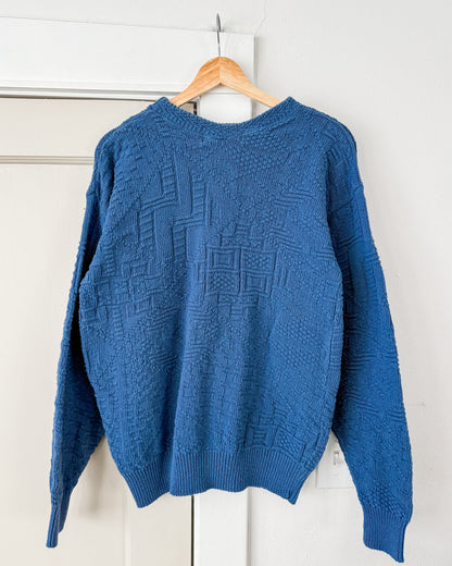 Blue Textured Knitted Sweater