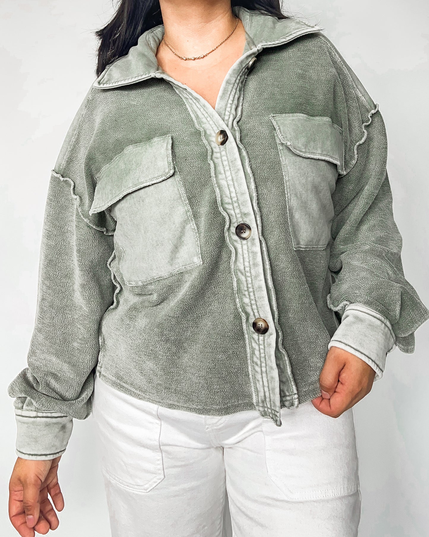 Green Textured Shacket