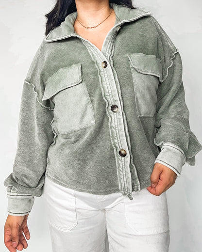 Green Textured Shacket
