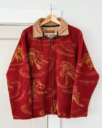 Vintage Red Fleece Horse Jacket