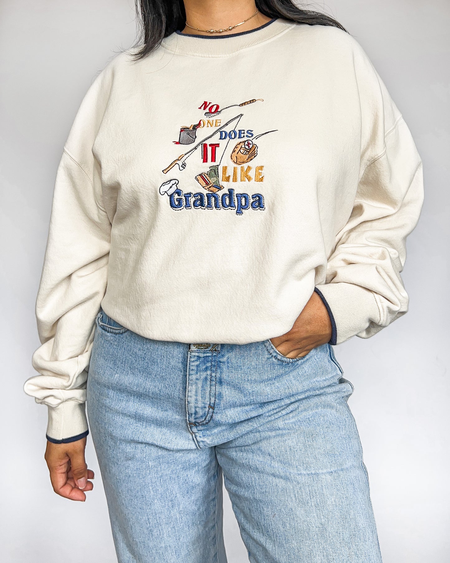 Grandpa Embroidered Crew Neck