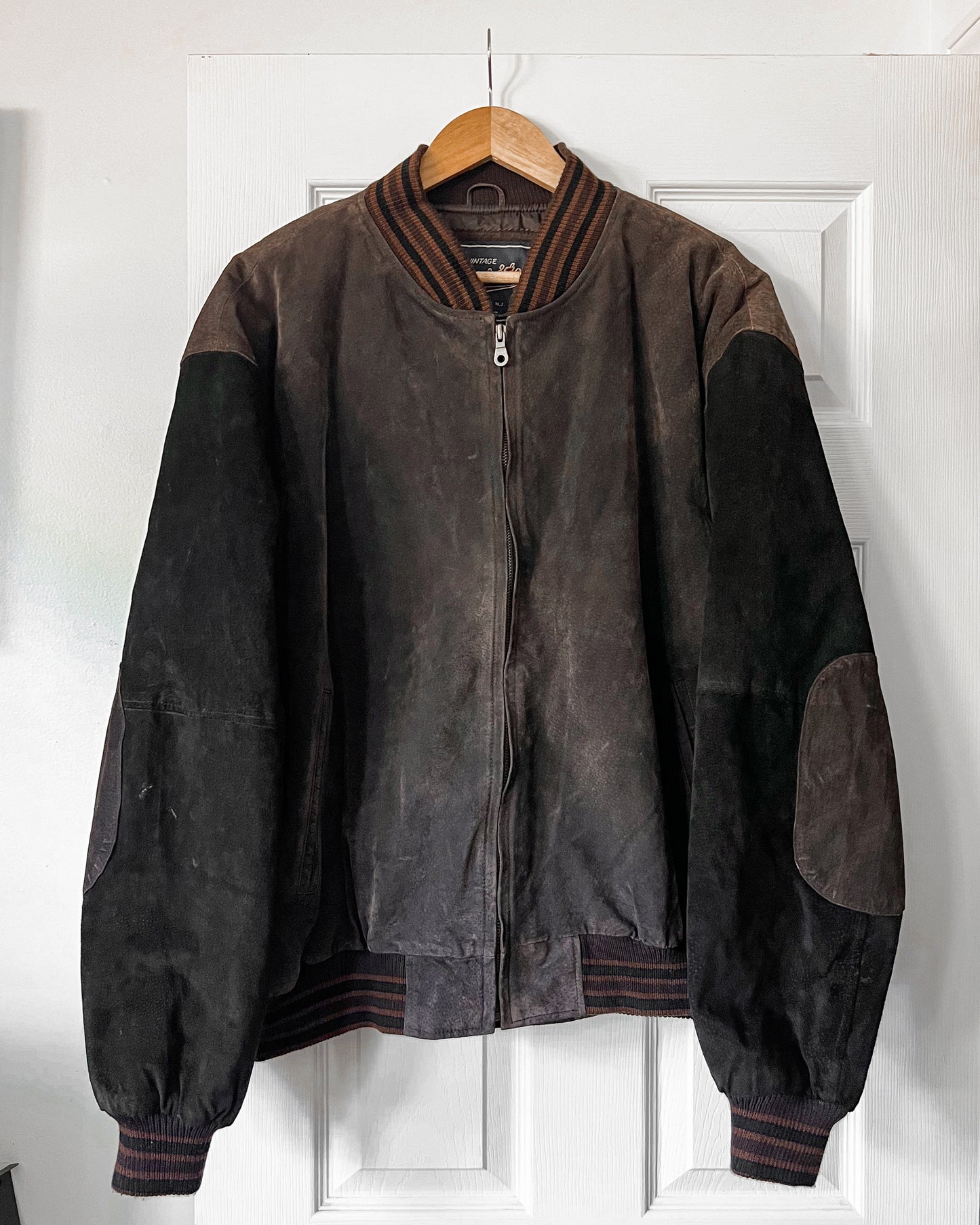 Leather Suede Varsity Bomber Jacket