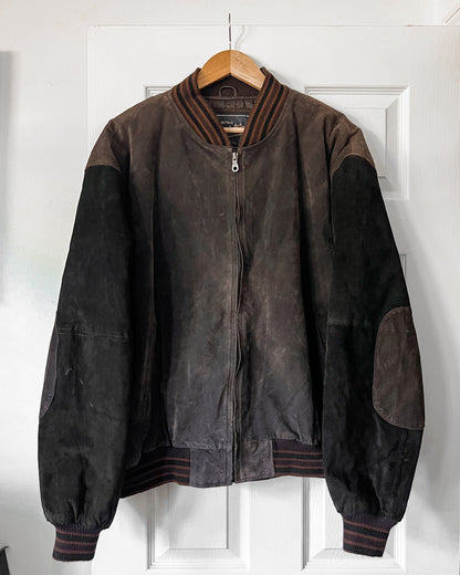 Leather Suede Varsity Bomber Jacket