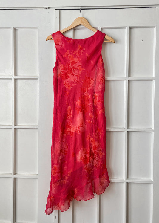 Hot Pink Floral Midi Dress