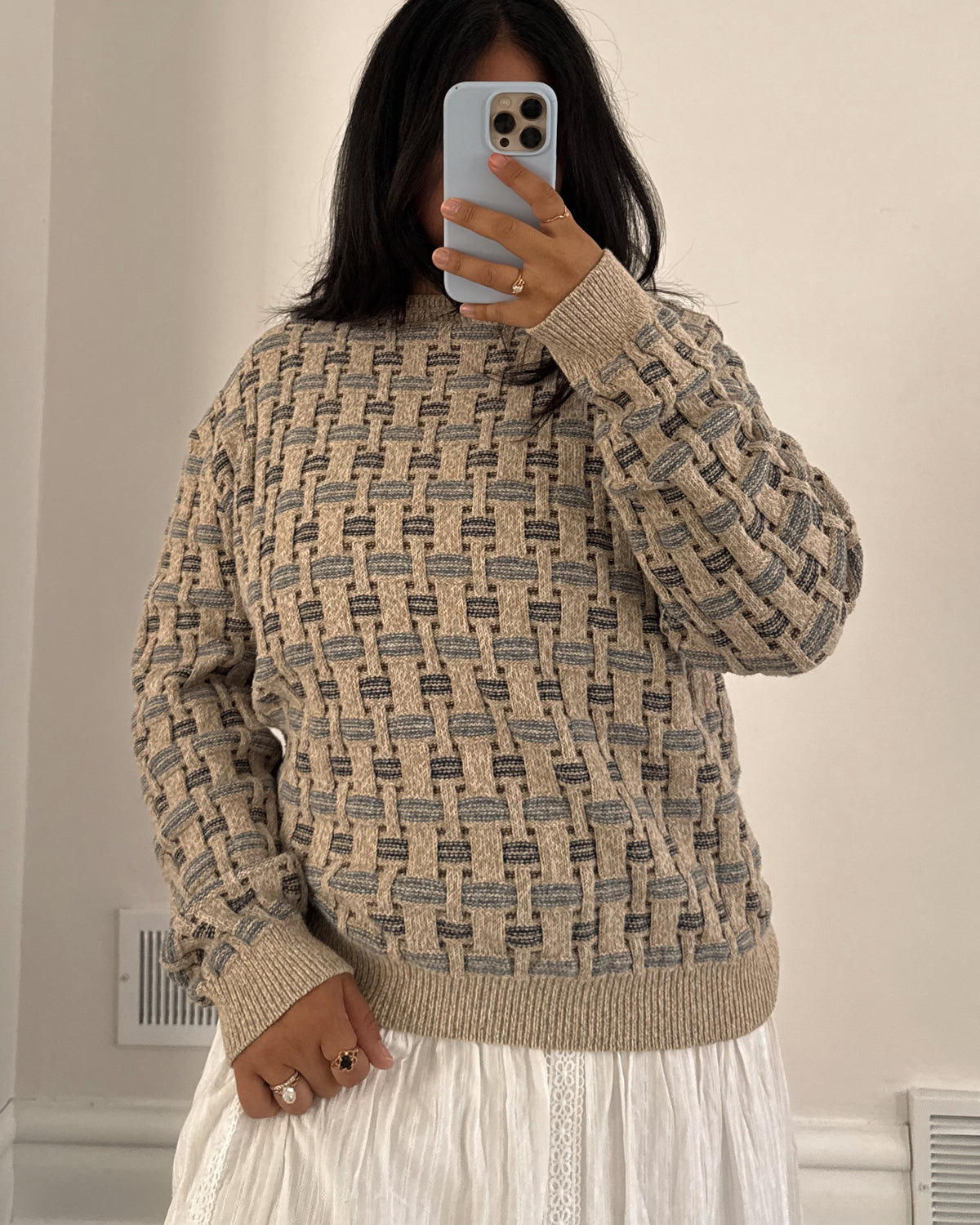 Basketweave Knitted Sweater