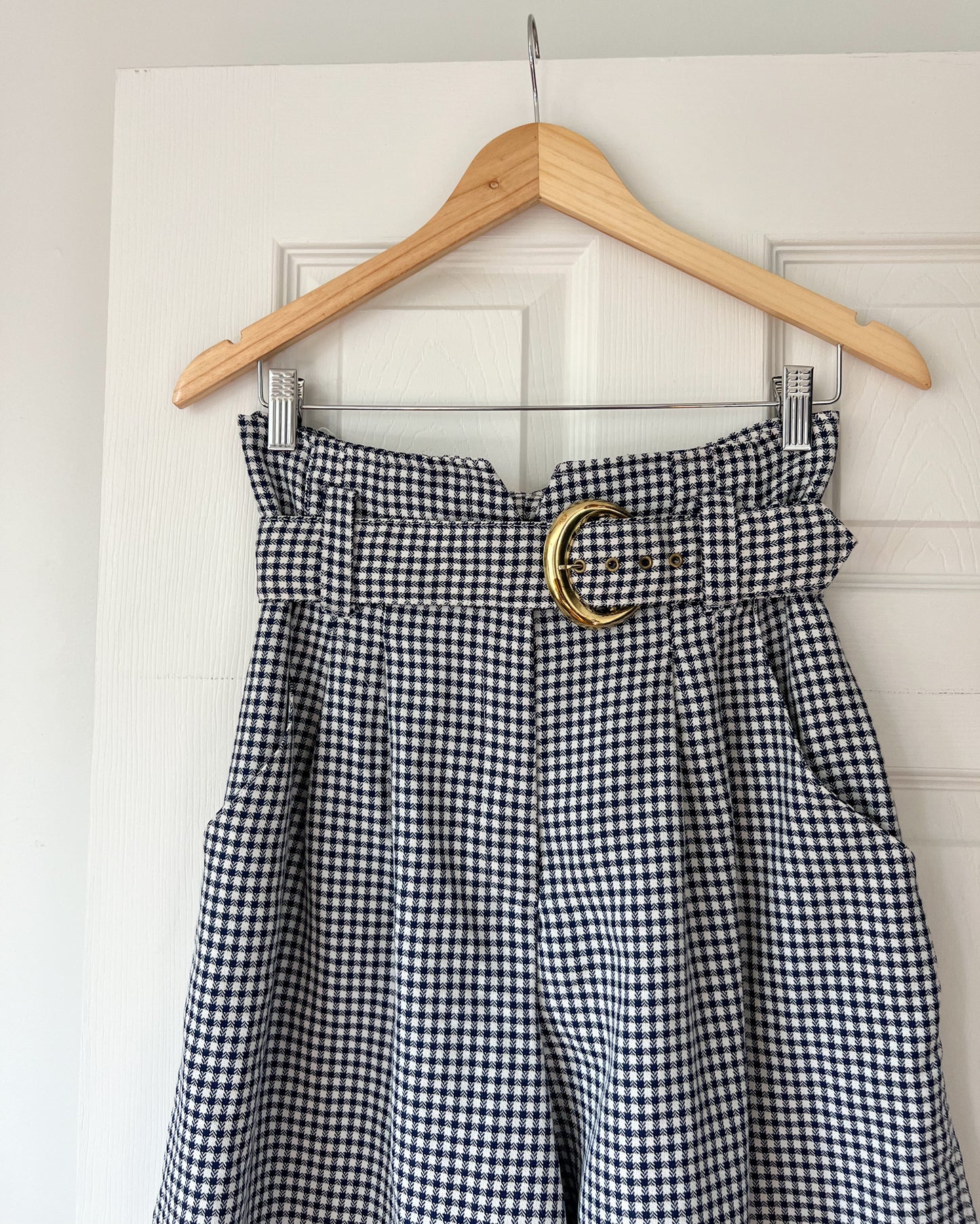 Navy Patterned High Waisted Shorts