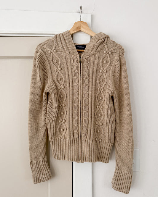 Knitted Textured Zip Up Hoodie