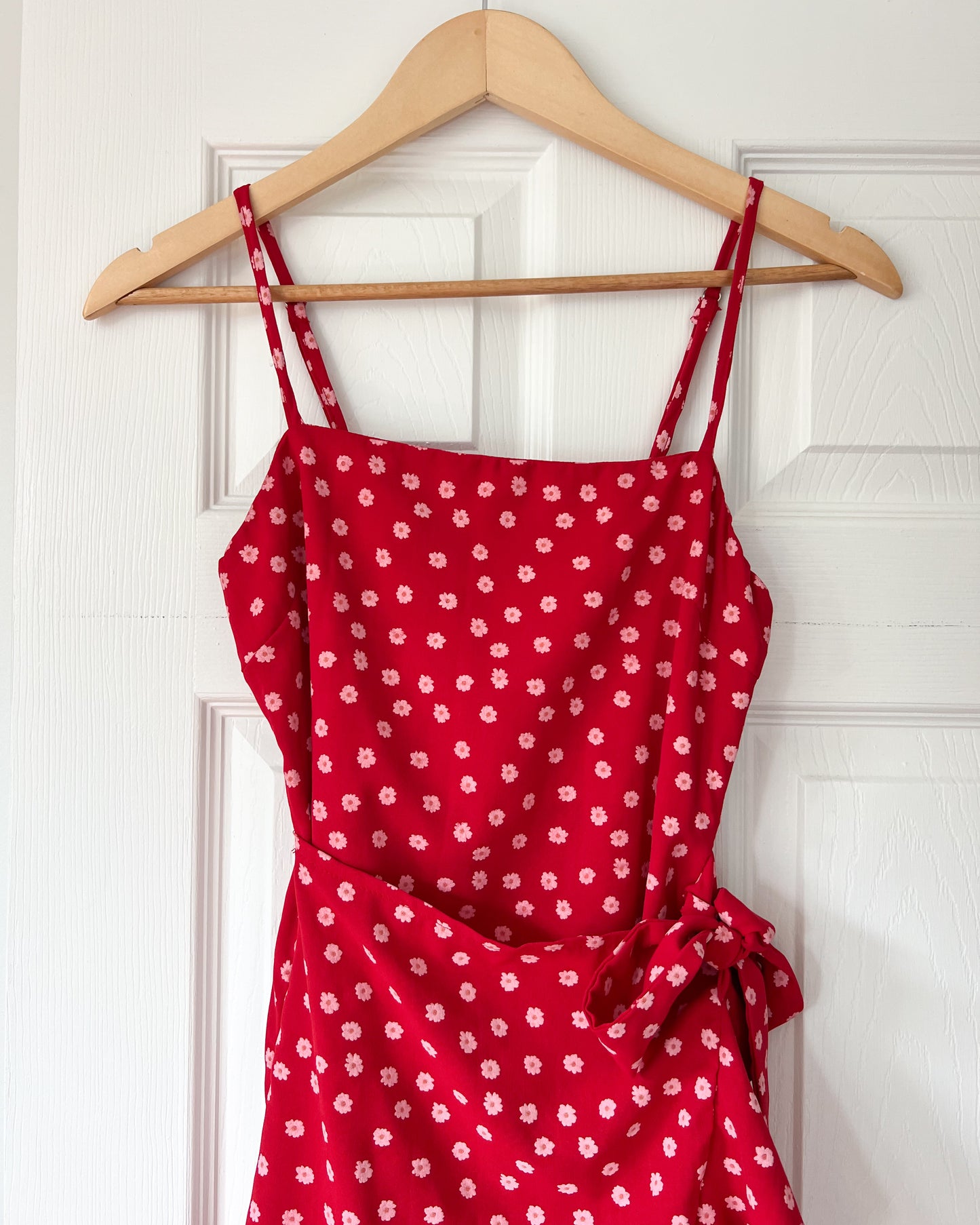 Red Floral Wrap Dress