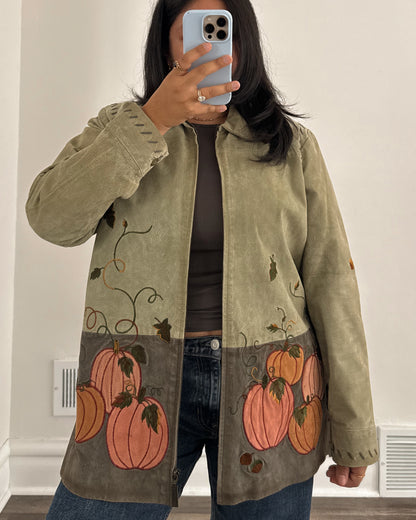 Fall Pumpkin Leather Jacket