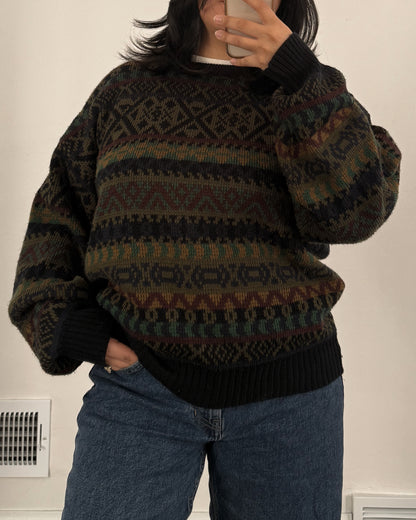Vintage Multi Patterned Knitted Sweater