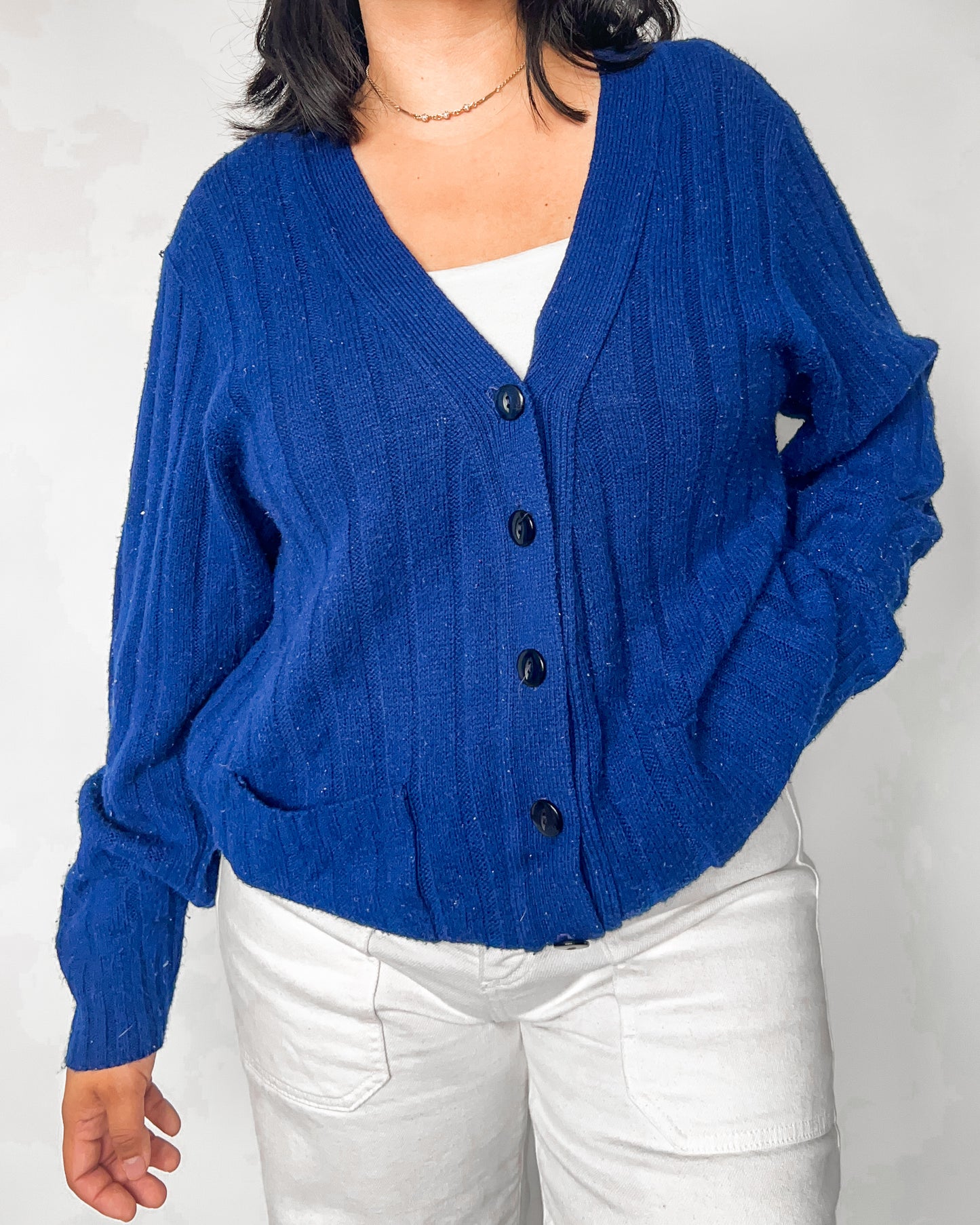 Vintage Navy Knitted Cardigan