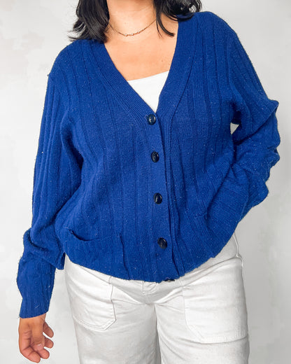 Vintage Navy Knitted Cardigan
