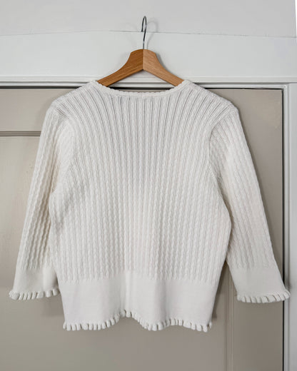 Jeanne Pierre White Cardigan