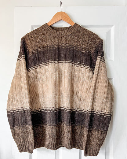 Brown Striped Knitted Sweater