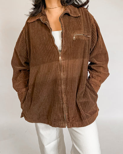 Brown Corduroy Zip Up