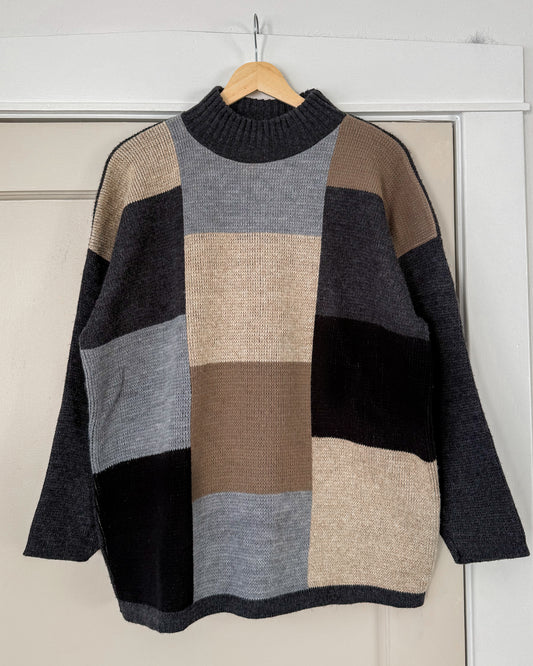 Vintage Colorblock Knitted Sweater