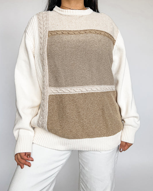 Colorblock Beige Sweater