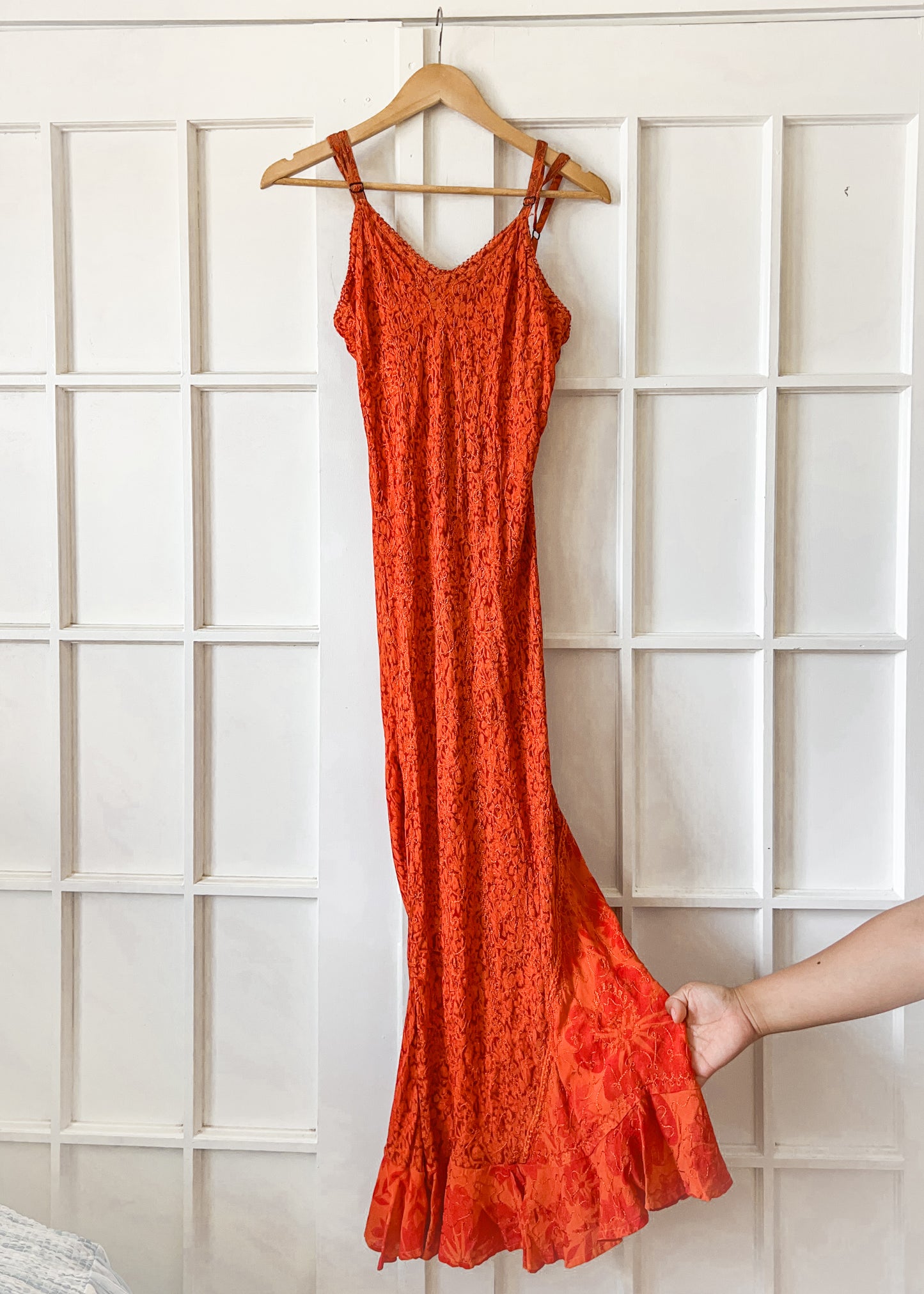 Rust Orange Textured Maxi Dress