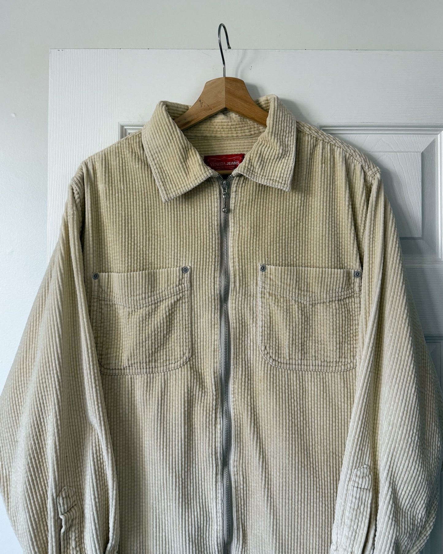 Venezia Cream Corduroy Zip Up