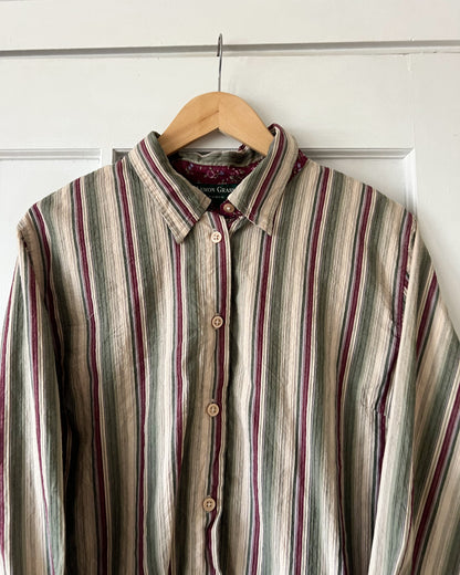 Lemon Grass Stripped Button Up